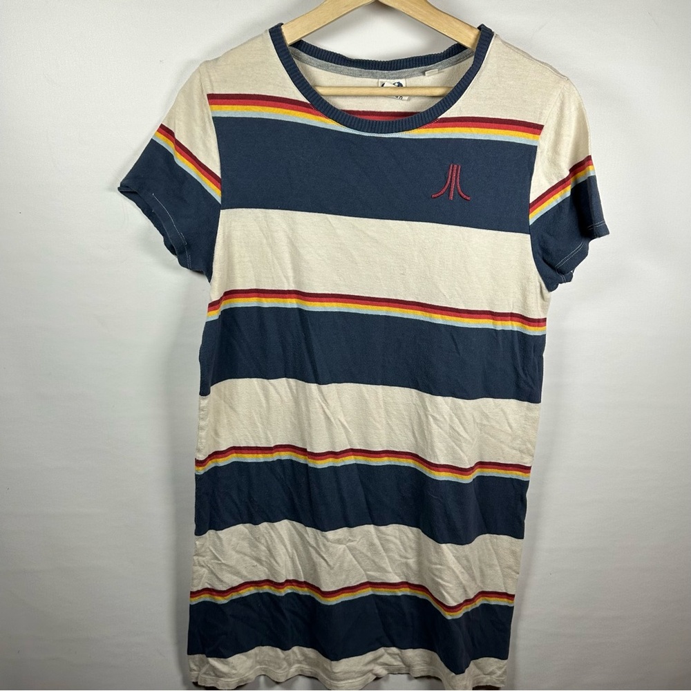 Junk Food Clothing Striped Midi Dress - Blue and Cream